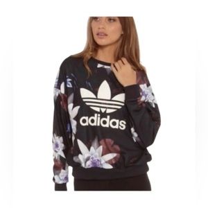 Adidas X Shinpei Naito Sweatshirt Size XS Womens Lotus Flower Black Multi Print